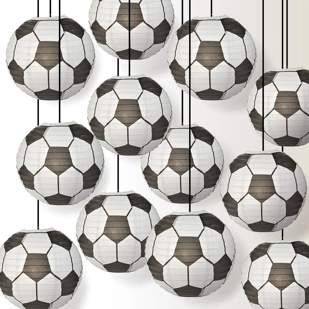 12 PACK | Soccer Ball / Futbol Paper Lantern Shaped Sports Hanging Decoration