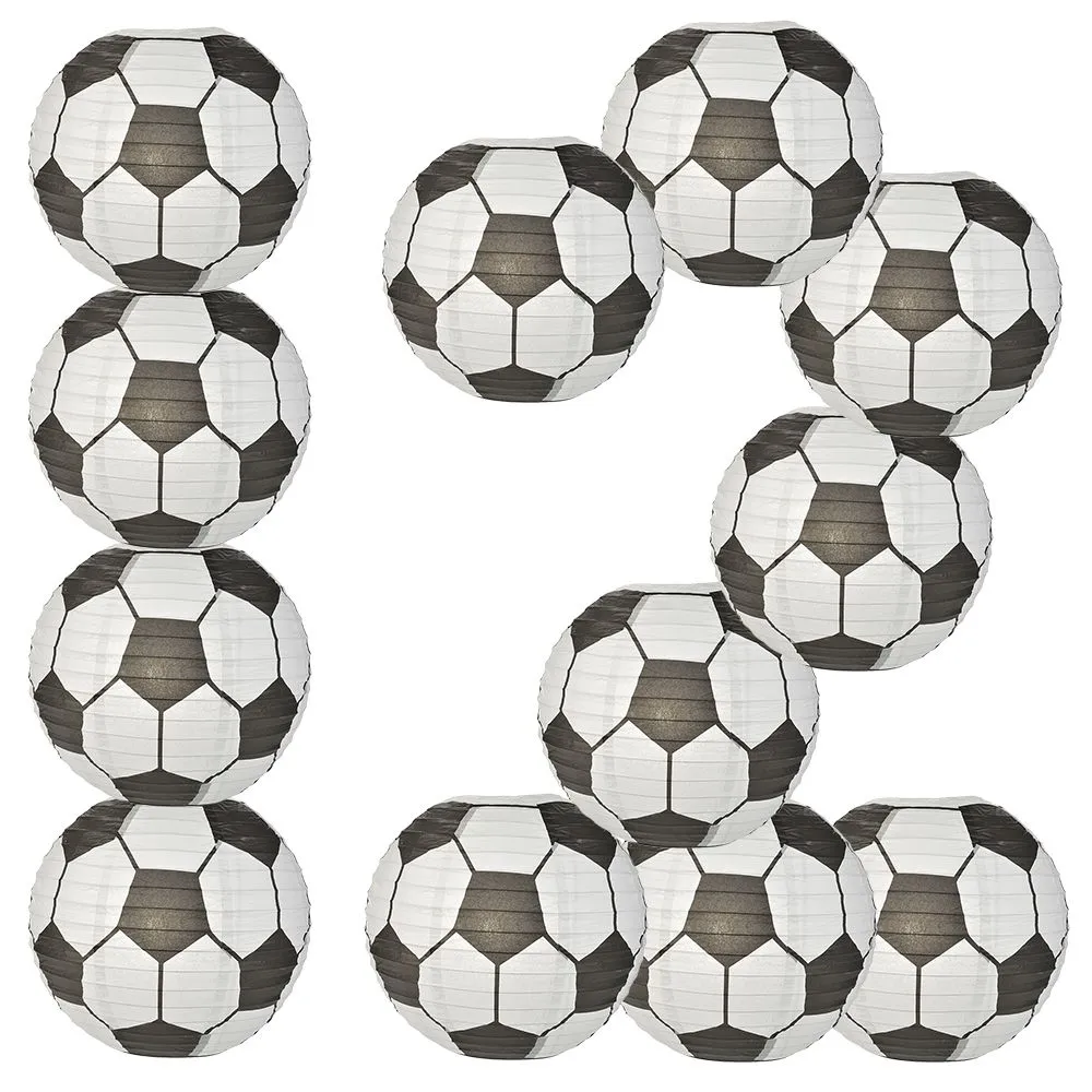 12 PACK | Soccer Ball / Futbol Paper Lantern Shaped Sports Hanging Decoration