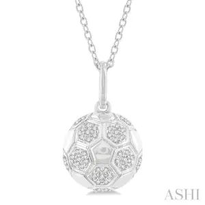 1/6 ctw Petite Soccer Ball Round Cut Diamond Fashion Pendant With Chain in 10K White Gold