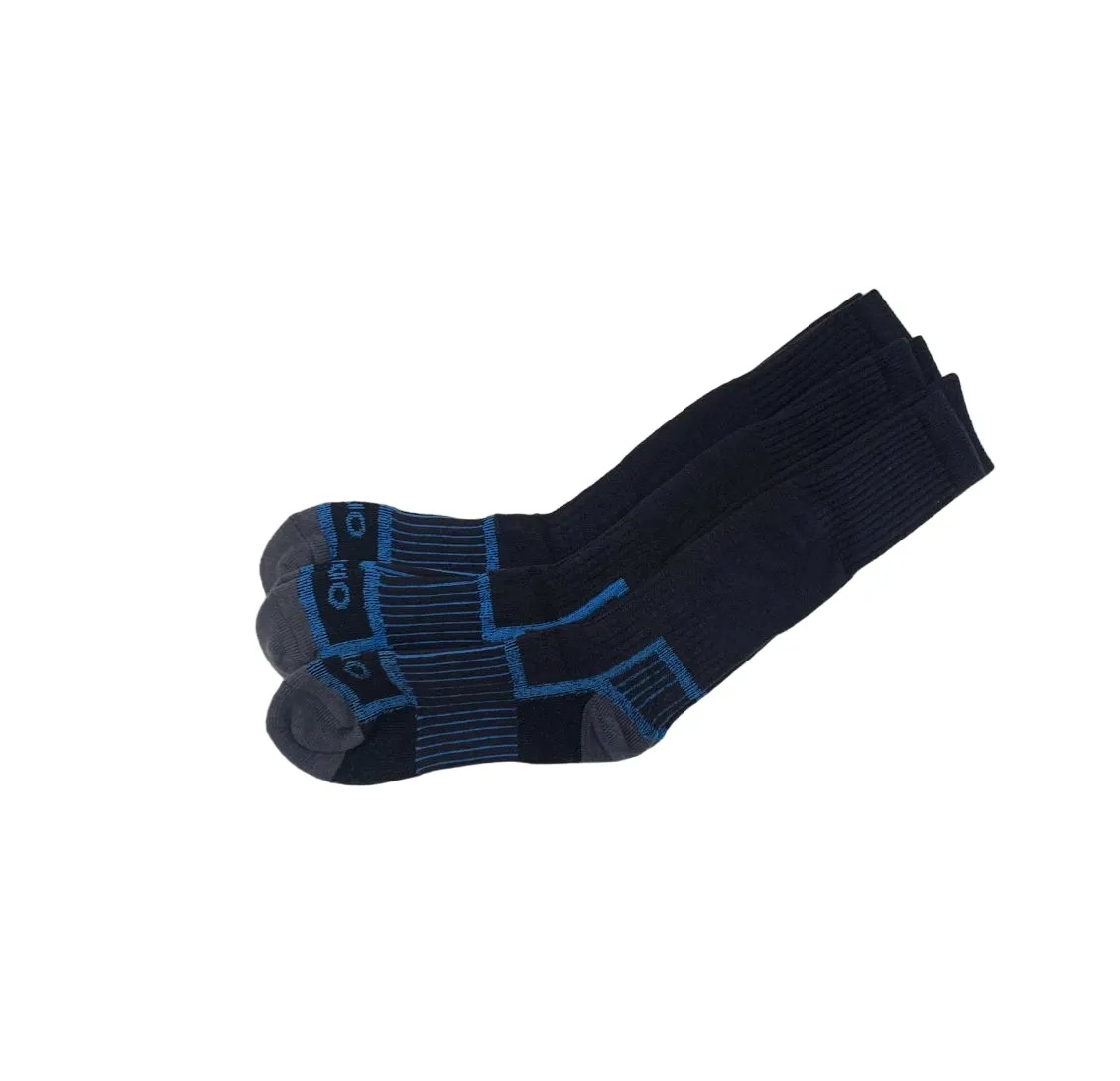 6 x Rio No Hole Reinforced Socks Black/ Grey/ Blue Comfortable Crew