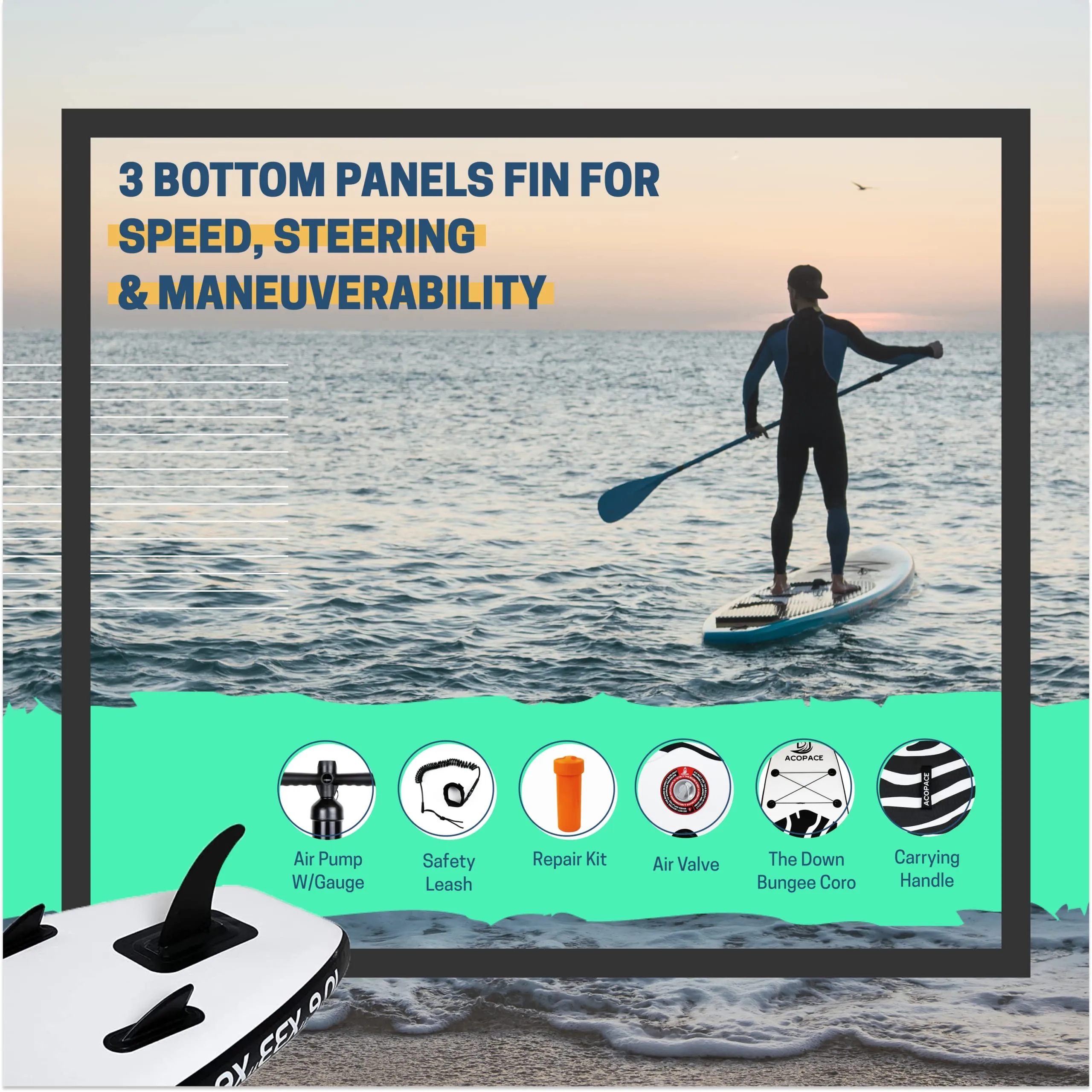 Acotop Inflatable Stand Up Paddle Boards With Premium Sup Accessories, Ultra Light