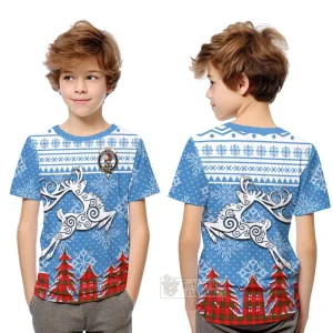 Adair Clan Christmas Kid T-Shirt Celtic Reindeer Style