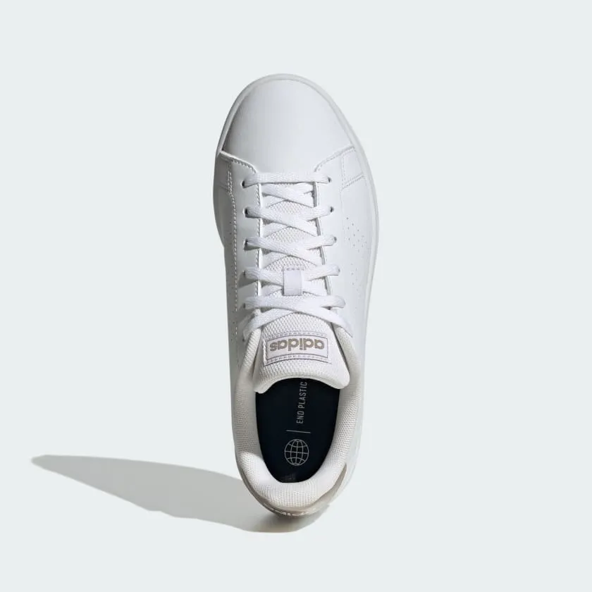 ADIDAS ADVANTAGE BASE SHOES - WOMEN - WHITE/CHAMPAGNE