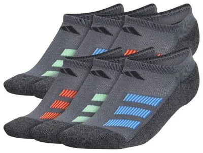 adidas Youth Cushioned Angle Stripe 6-Pack No Show Socks