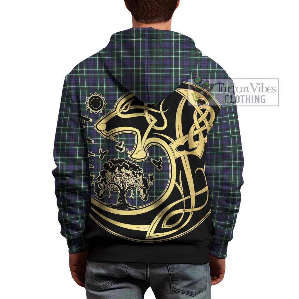 Allardice Tartan Hoodie with Family Crest Celtic Wolf Style