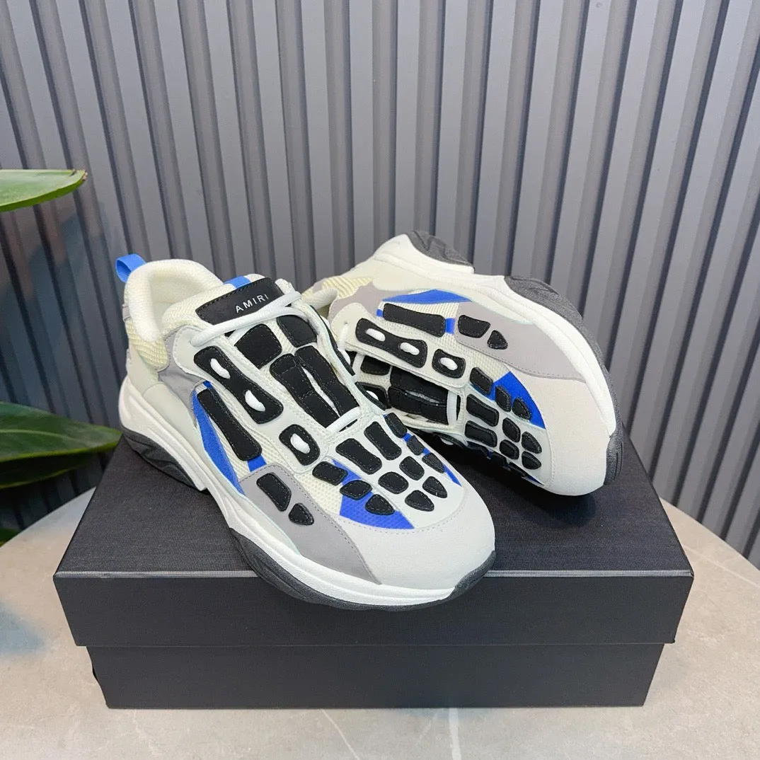 AMR Black, Blue & White Bone Runner Sneakers -062