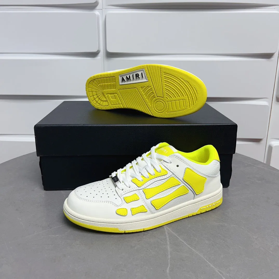 AMR Skel Top Low White Fluorescent Yellow Sneakers-142