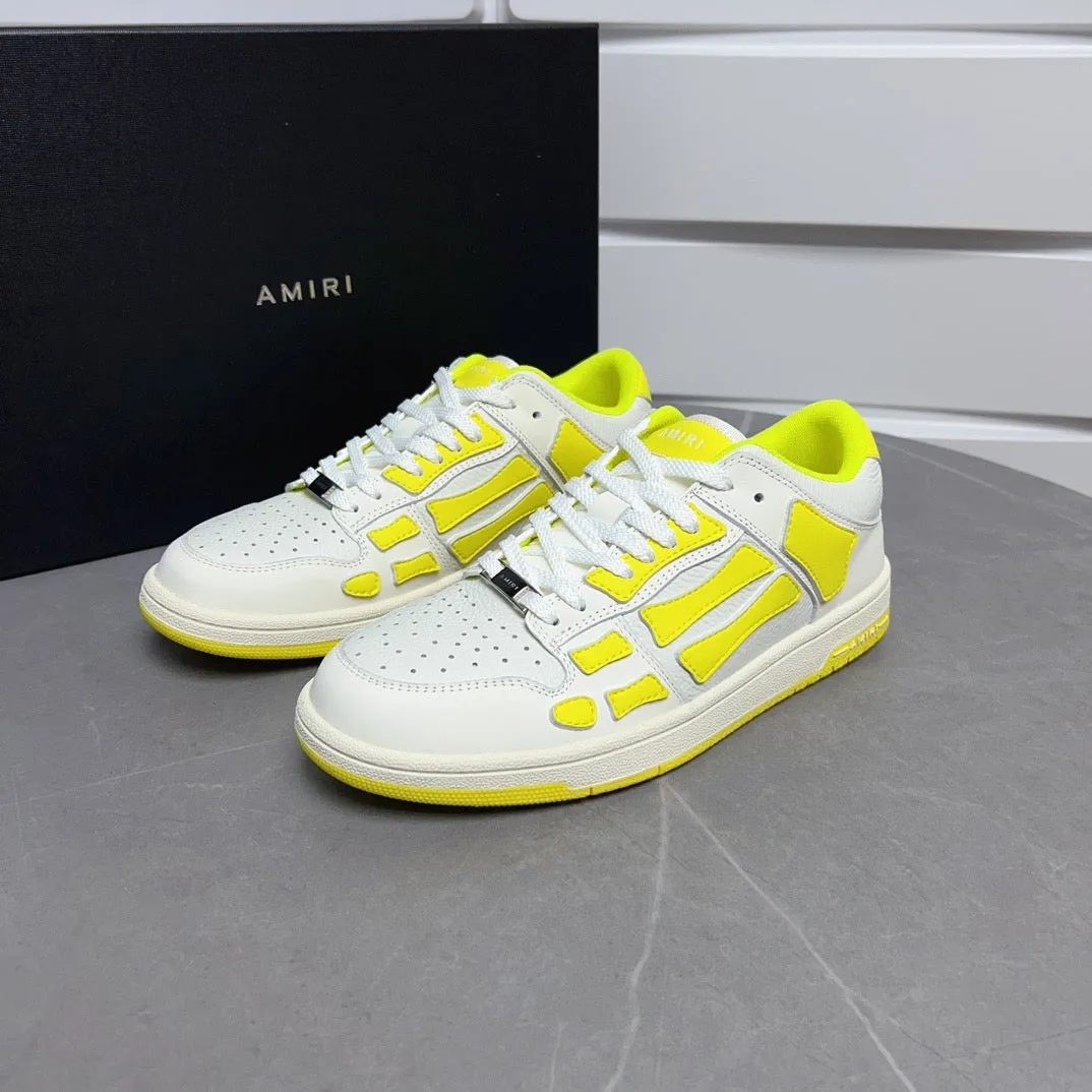 AMR Skel Top Low White Fluorescent Yellow Sneakers-142