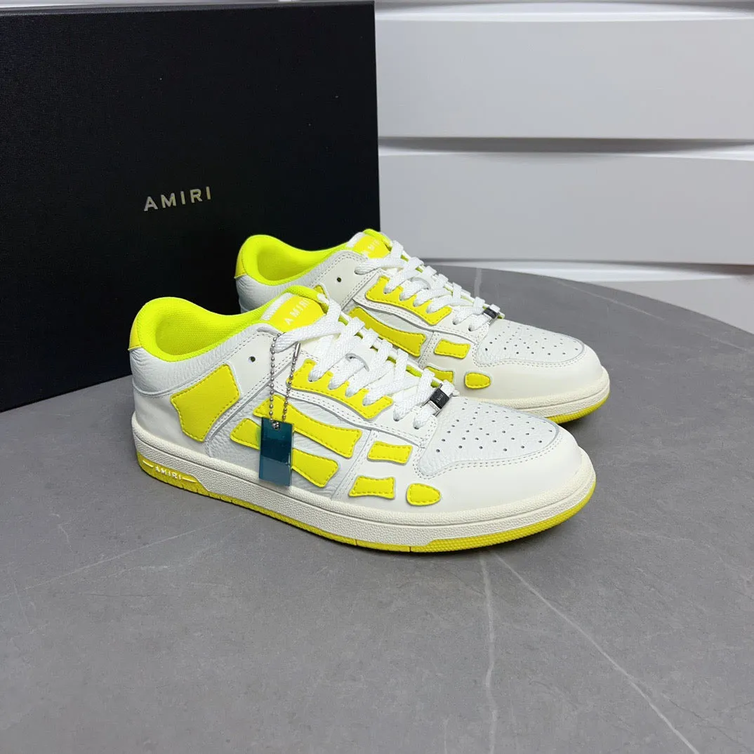 AMR Skel Top Low White Fluorescent Yellow Sneakers-142