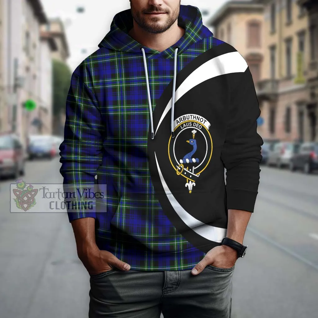 Arbuthnot Modern Tartan Hoodie with Family Crest Circle Style