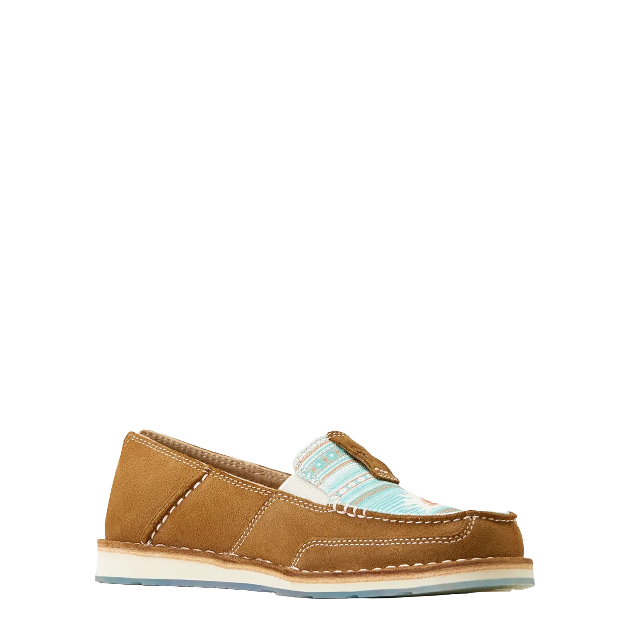 Ariat Ladies Cruiser Sendero Tan Suede & Turquoise Boquillas Slip On Shoes 10047462