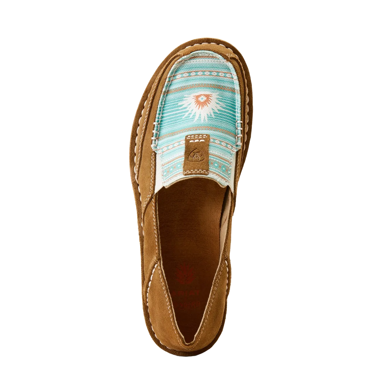 Ariat Ladies Cruiser Sendero Tan Suede & Turquoise Boquillas Slip On Shoes 10047462