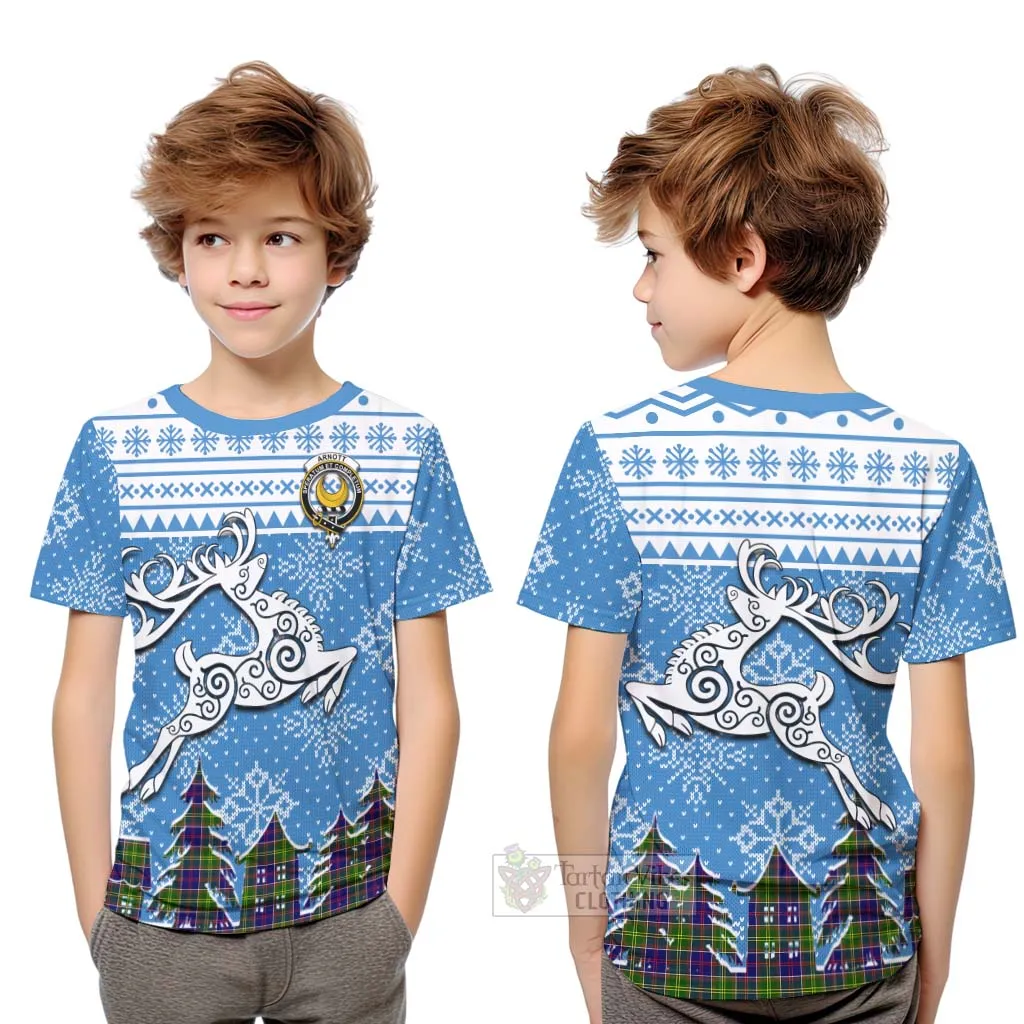 Arnott Clan Christmas Kid T-Shirt Celtic Reindeer Style