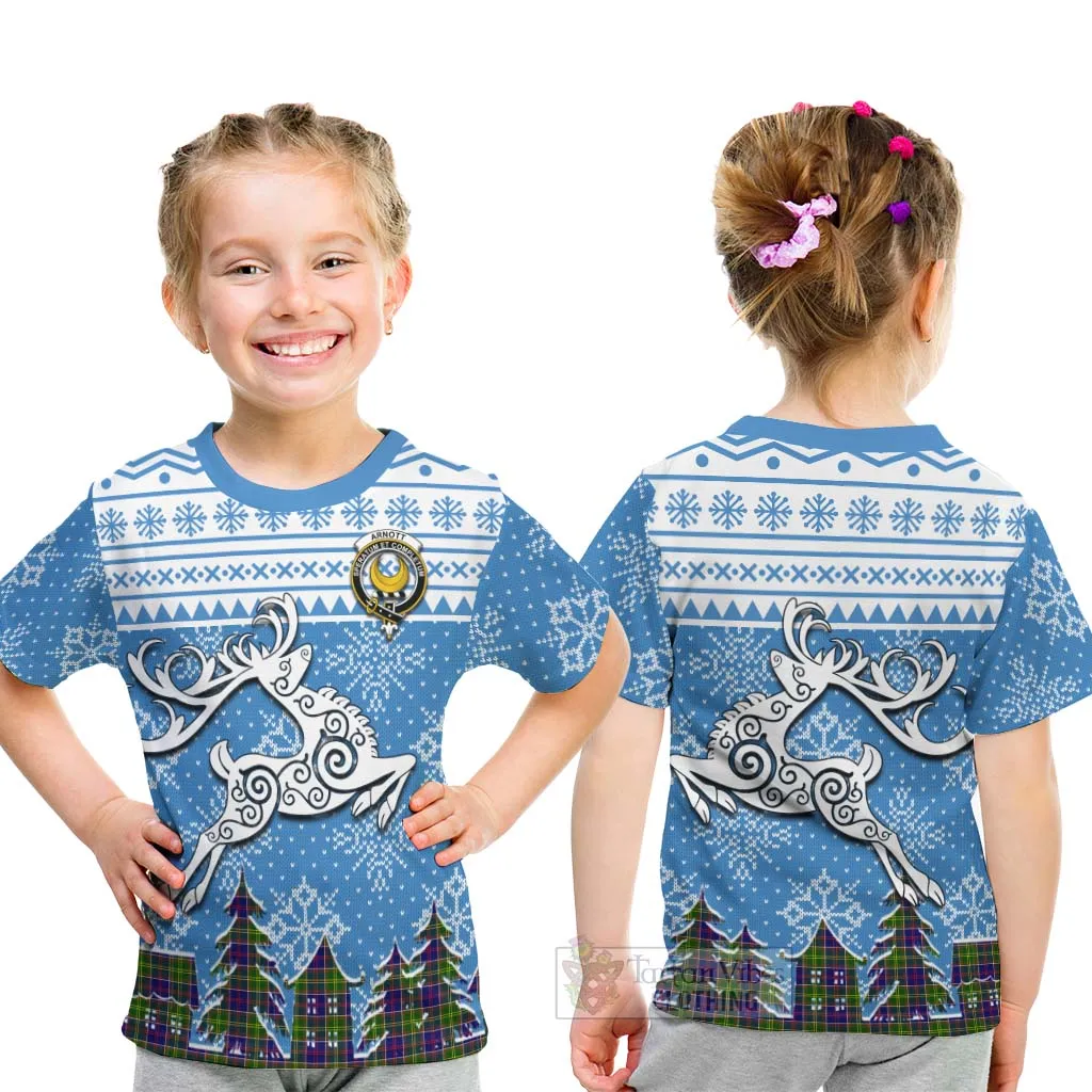 Arnott Clan Christmas Kid T-Shirt Celtic Reindeer Style