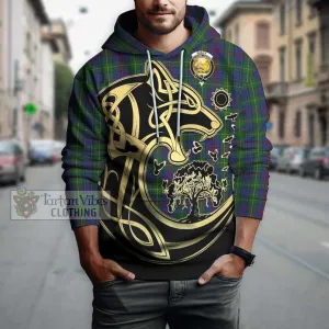 Bailey Tartan Hoodie with Family Crest Celtic Wolf Style