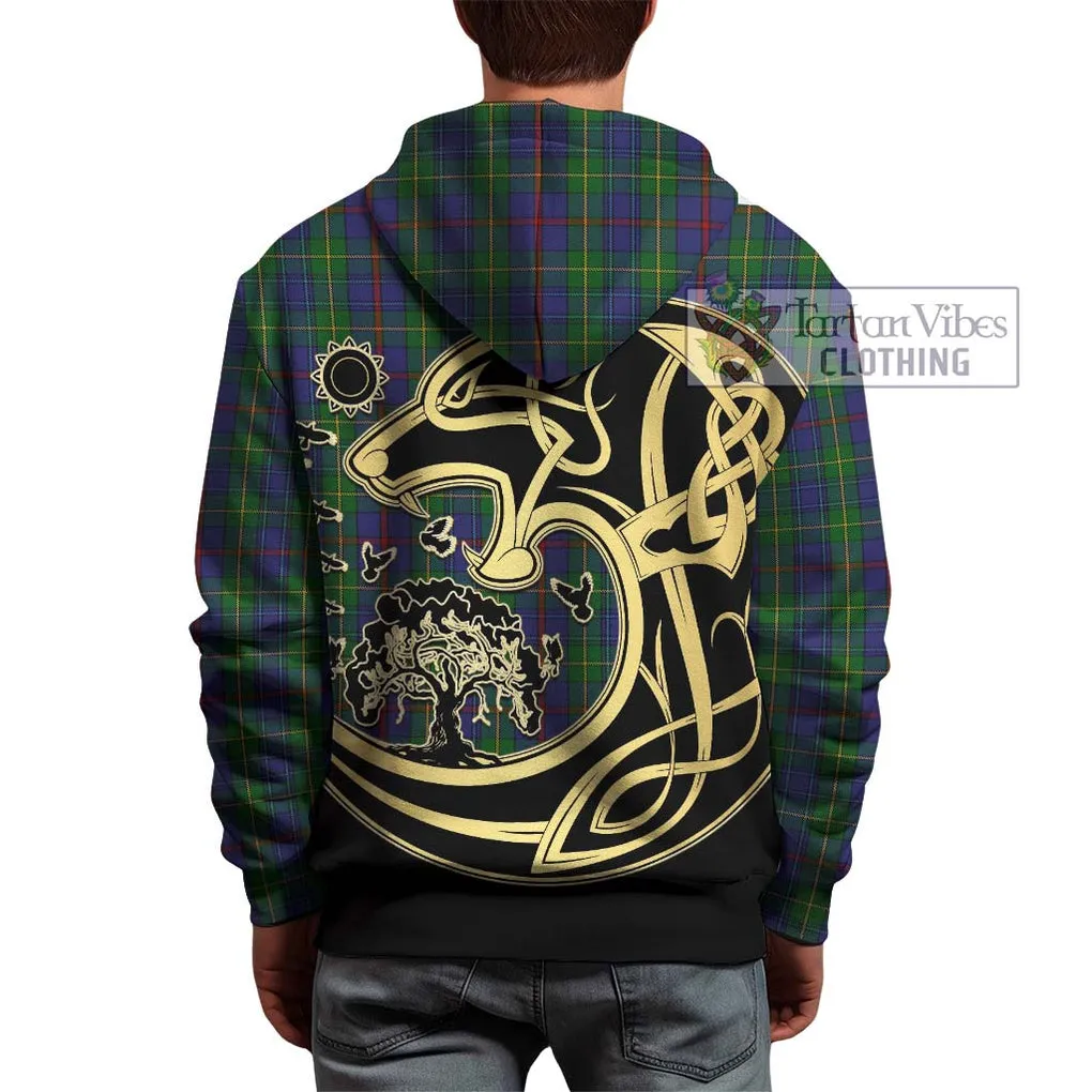 Bailey Tartan Hoodie with Family Crest Celtic Wolf Style