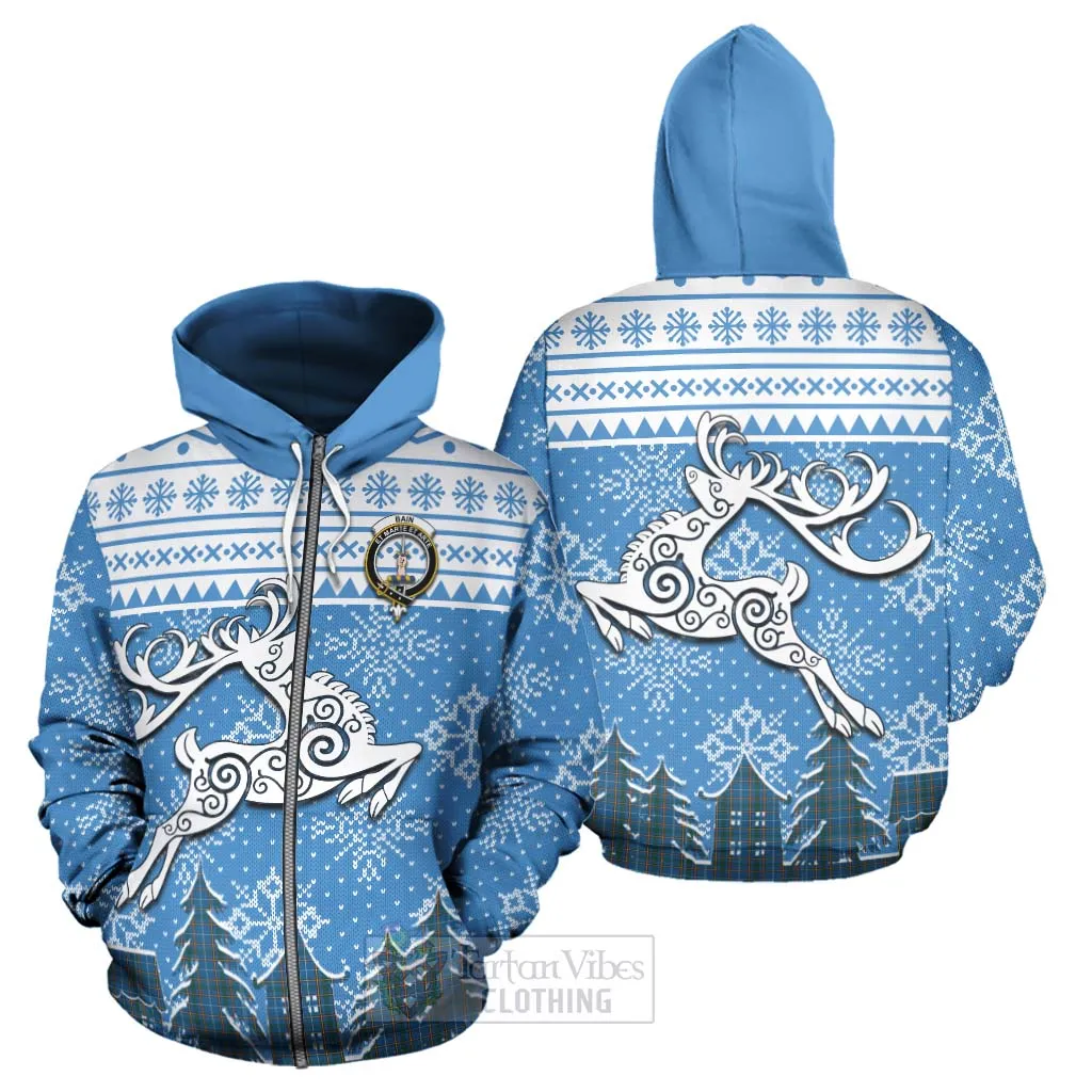 Bain Clan Christmas Hoodie Celtic Reindeer Style