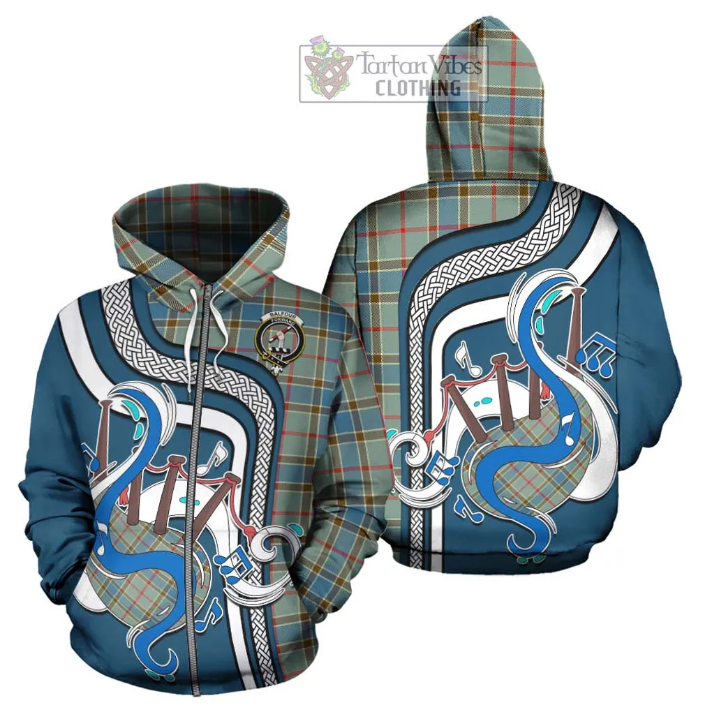 Balfour Blue Tartan Hoodie with Epic Bagpipe Style