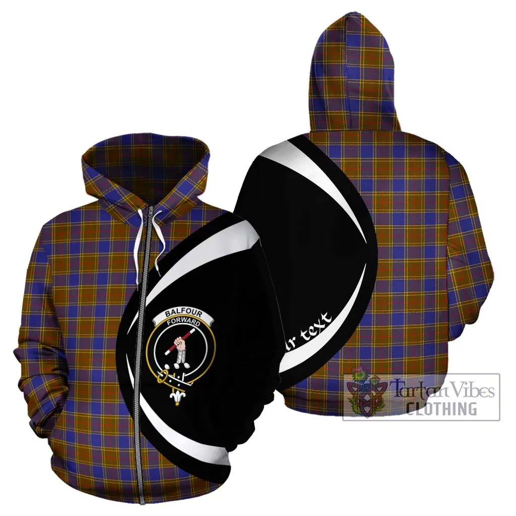 Balfour Tartan Hoodie with Family Crest Circle Style