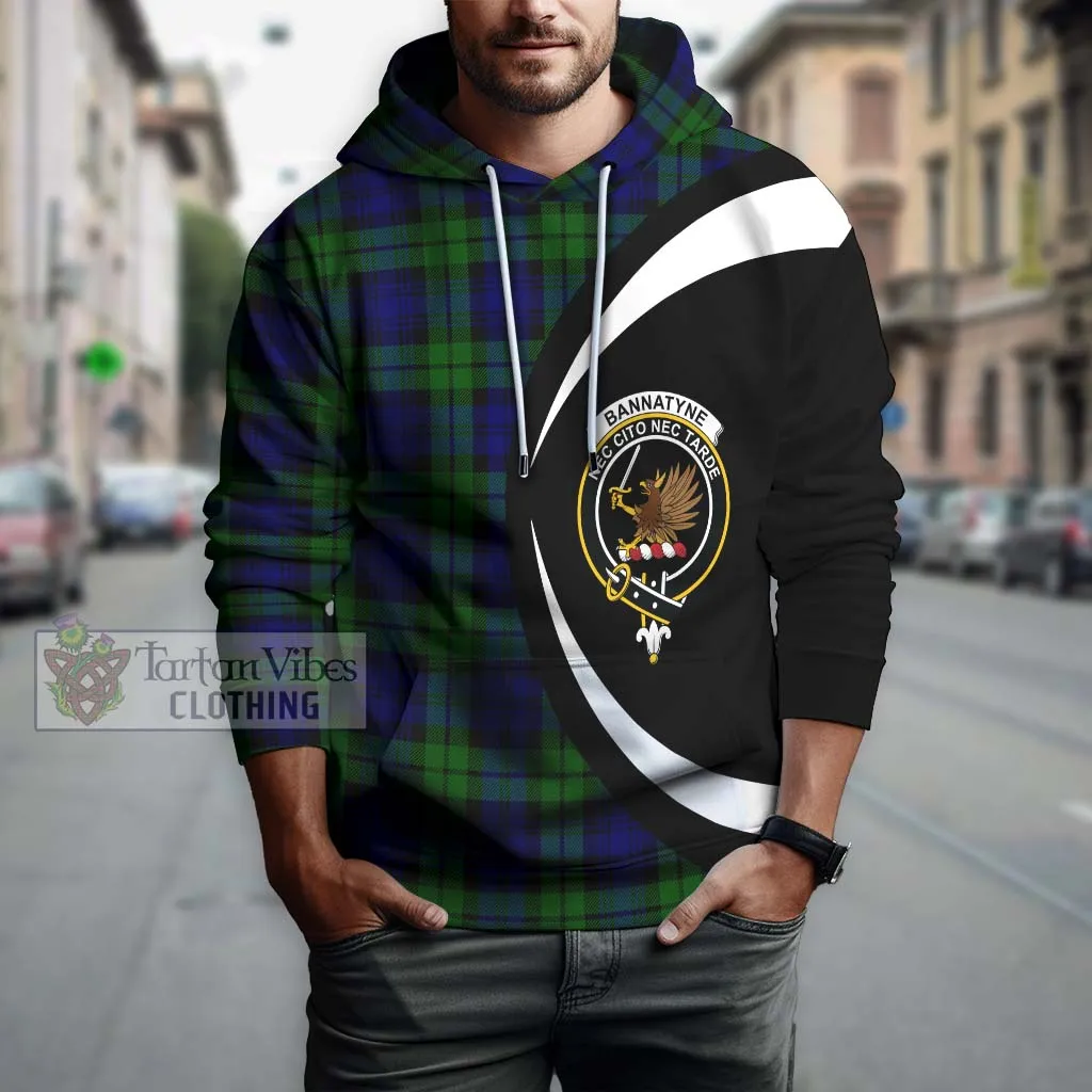 Bannatyne Tartan Hoodie with Family Crest Circle Style