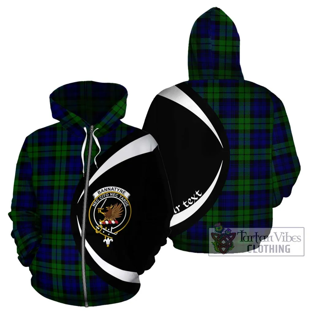 Bannatyne Tartan Hoodie with Family Crest Circle Style