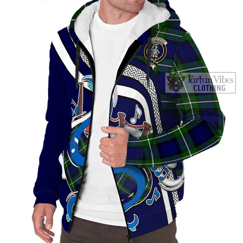 Bannerman Tartan Sherpa Hoodie with Epic Bagpipe Style