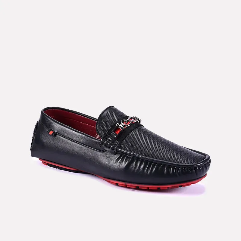 Basil Black Classic Textured Loafers 0130829