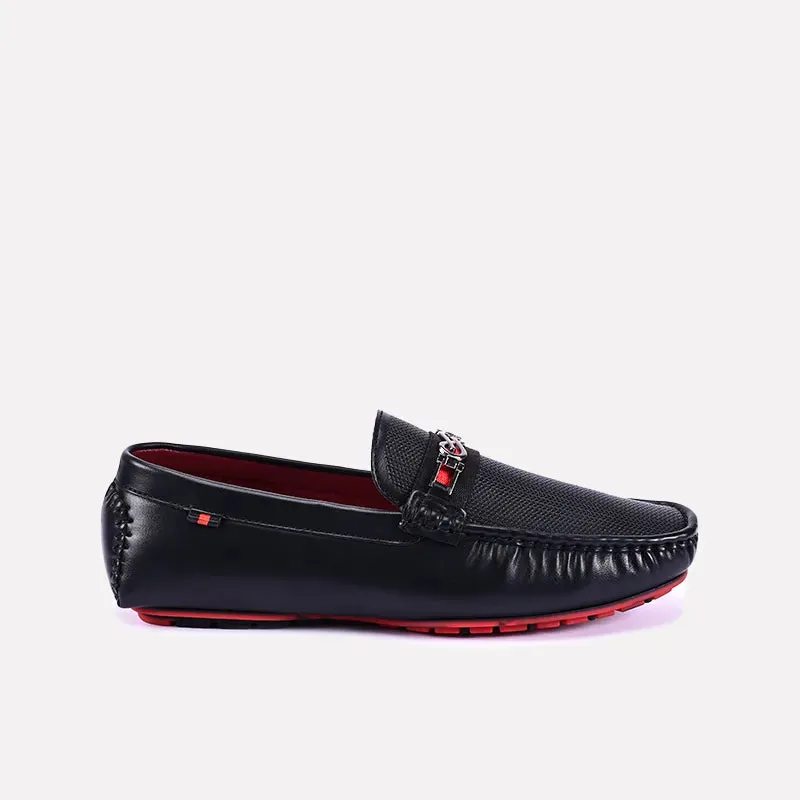 Basil Black Classic Textured Loafers 0130829