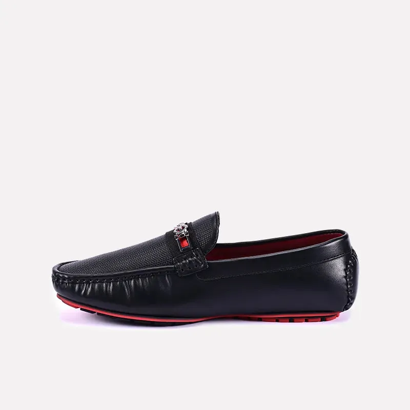 Basil Black Classic Textured Loafers 0130829