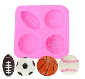 Basketball Football Soccer Baseball Silicone Mold, Sports Plaster Silicone Mold, Cake, Chocolate, Decoration, Epoxy Resin Casting Crafts DIY