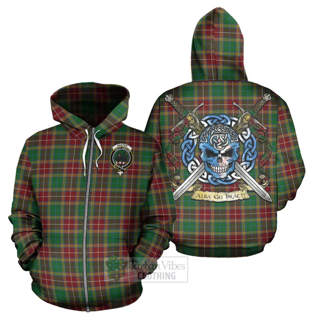 Baxter Tartan Hoodie with Family Crest Celtic Skull Style