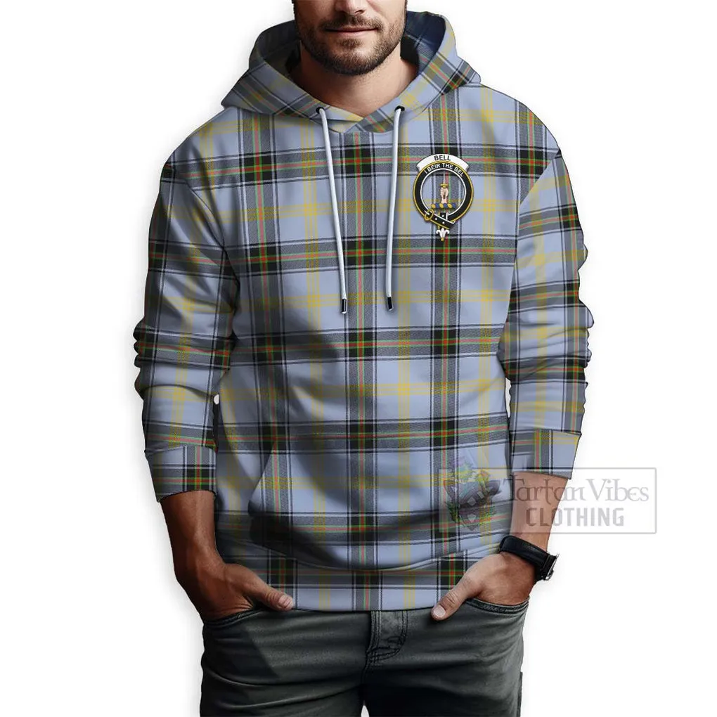 Bell Tartan Hoodie with Family Crest Celtic Skull Style