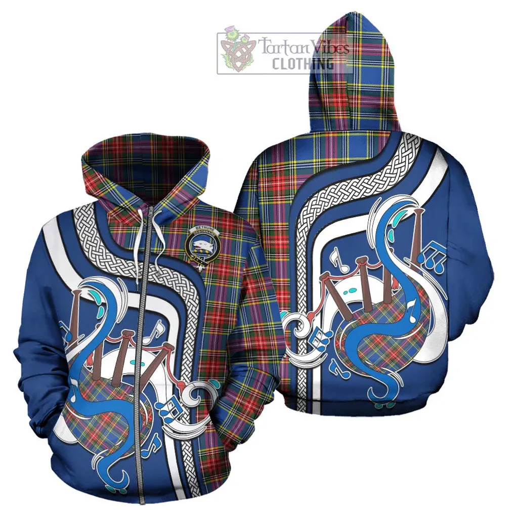 Bethune Tartan Hoodie with Epic Bagpipe Style