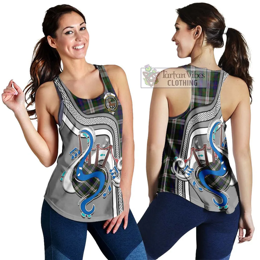 Blair Dress Tartan Women's Racerback Tanks with Epic Bagpipe Style