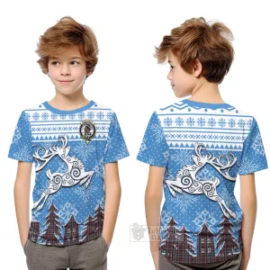 Borthwick Clan Christmas Kid T-Shirt Celtic Reindeer Style