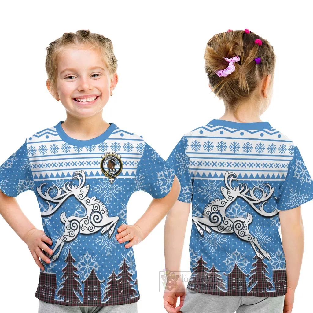 Borthwick Clan Christmas Kid T-Shirt Celtic Reindeer Style