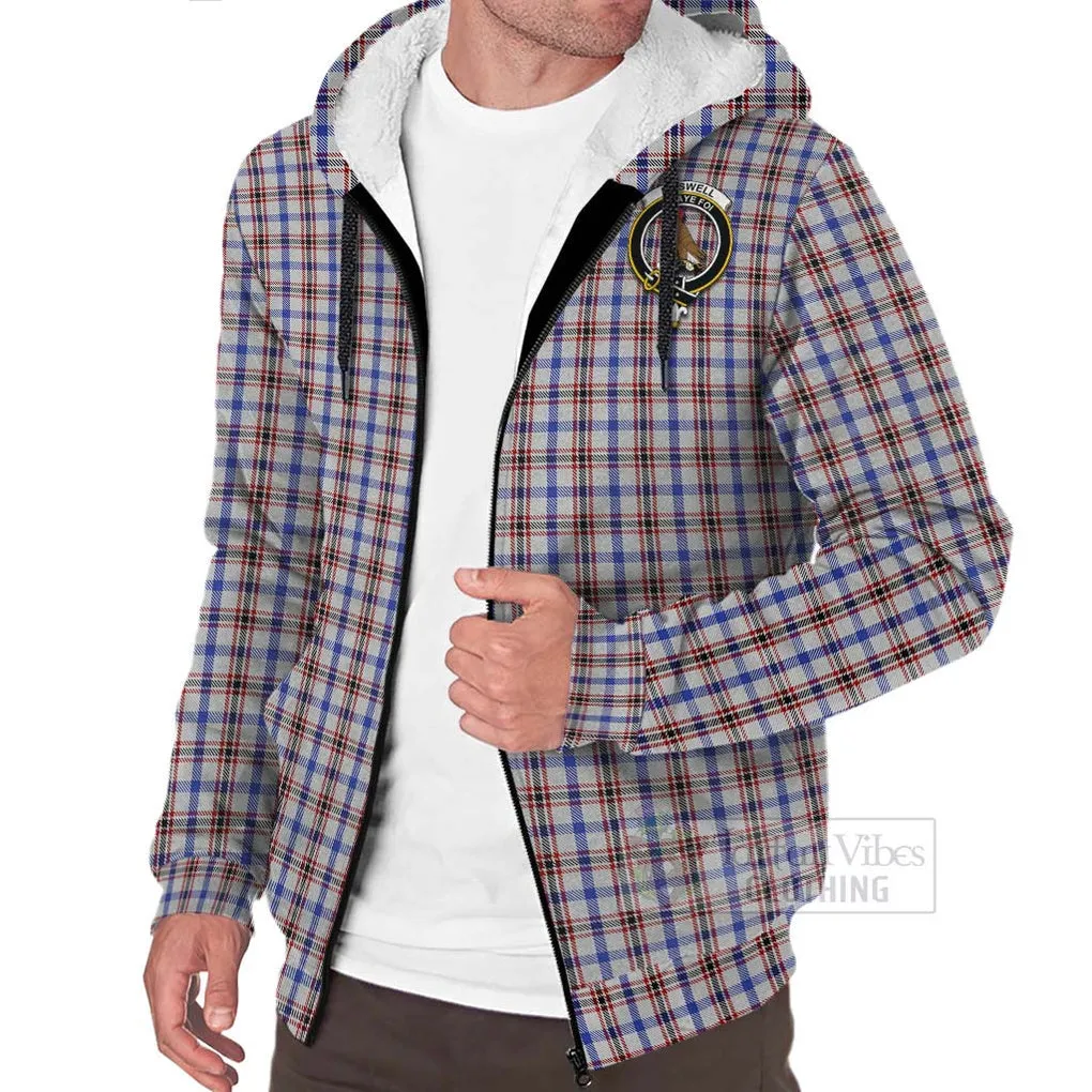 Boswell Tartan Sherpa Hoodie with Family Crest Celtic Skull Style