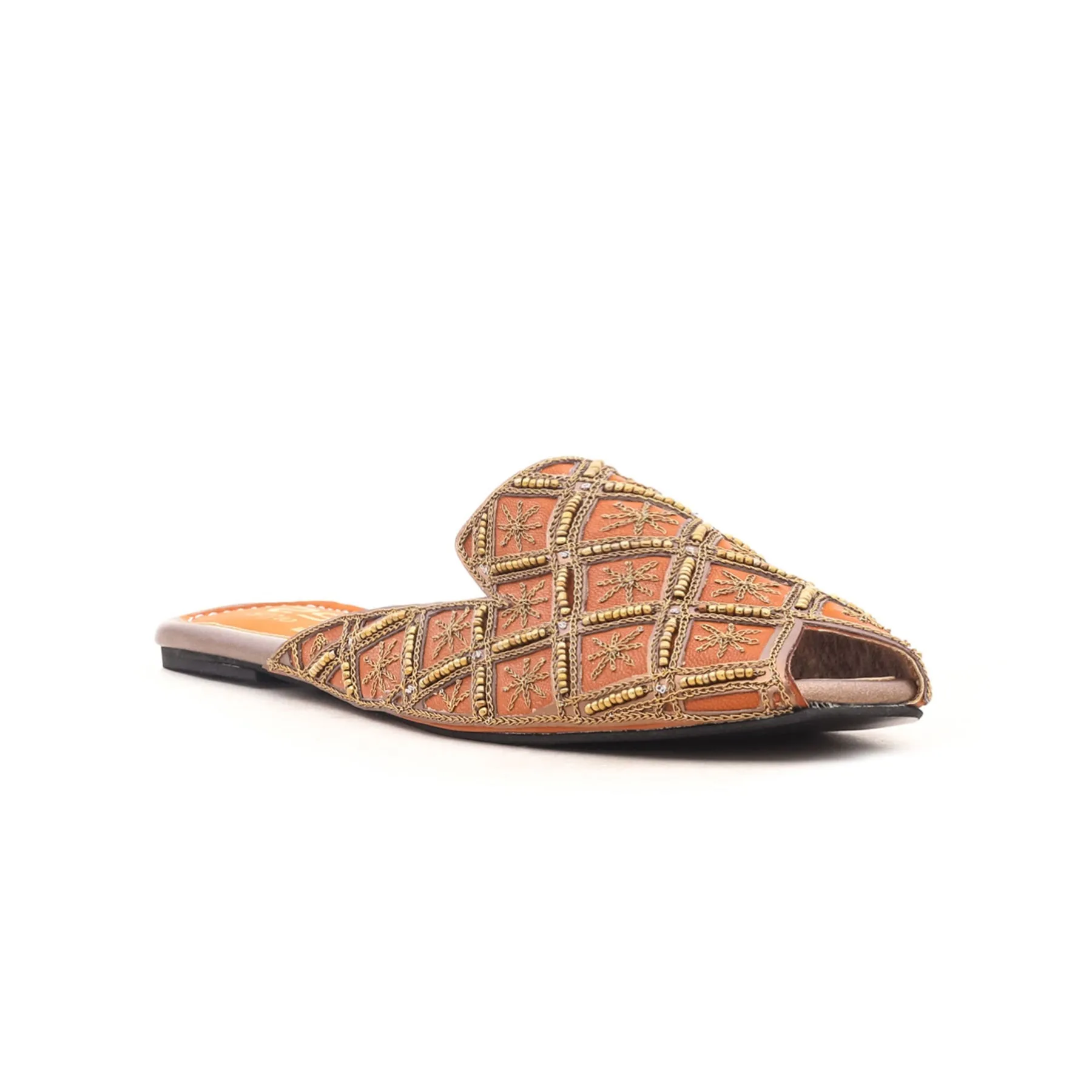 Brown Fancy Khusa Slipper EC8234