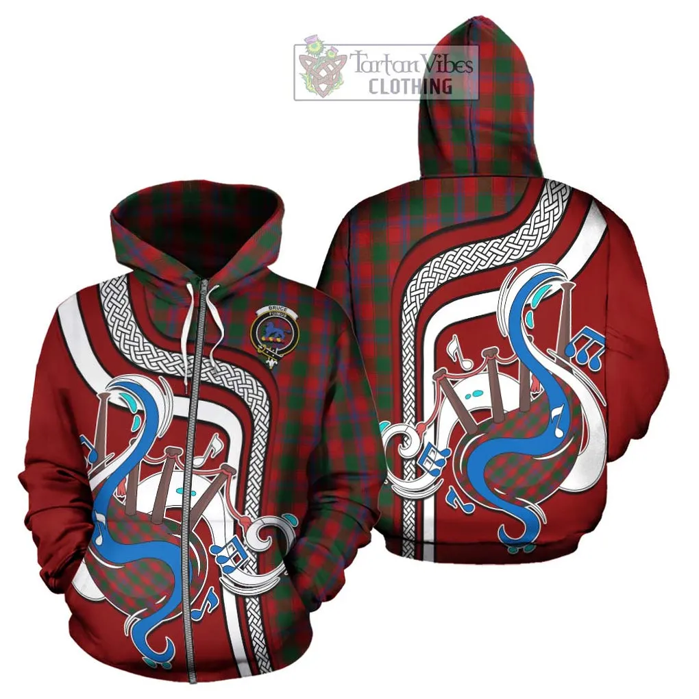 Bruce Old Tartan Hoodie with Epic Bagpipe Style