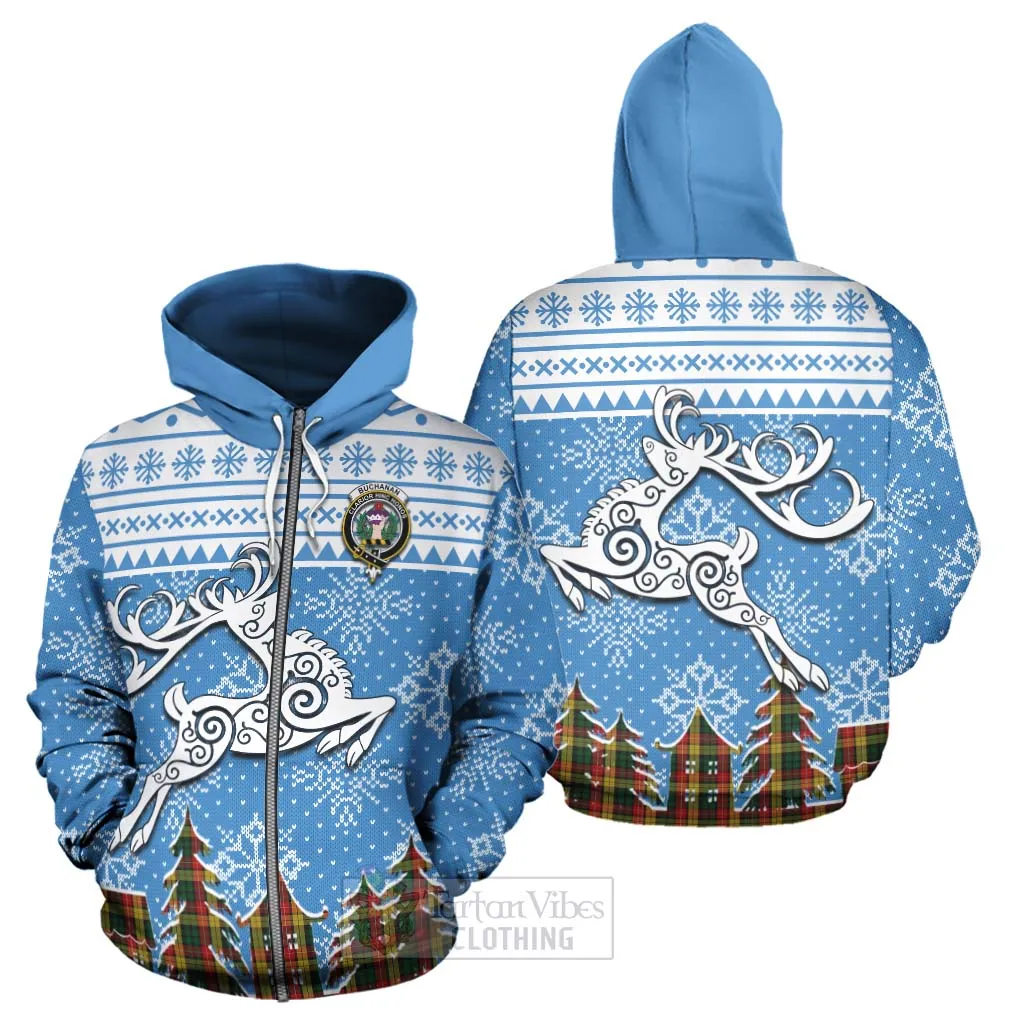 Buchanan Clan Christmas Hoodie Celtic Reindeer Style