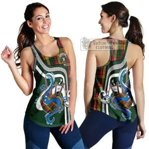 Buchanan Tartan Women's Racerback Tanks with Epic Bagpipe Style