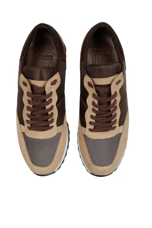 Casual 100% Genuine Leather Beige Lace-Up Shoes