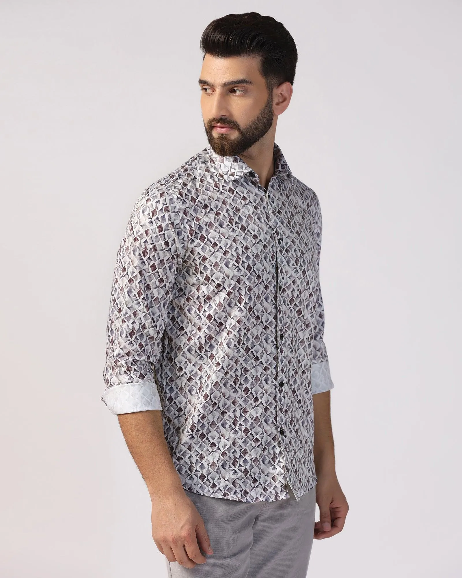 Casual Grey Printed Shirt - Gaia