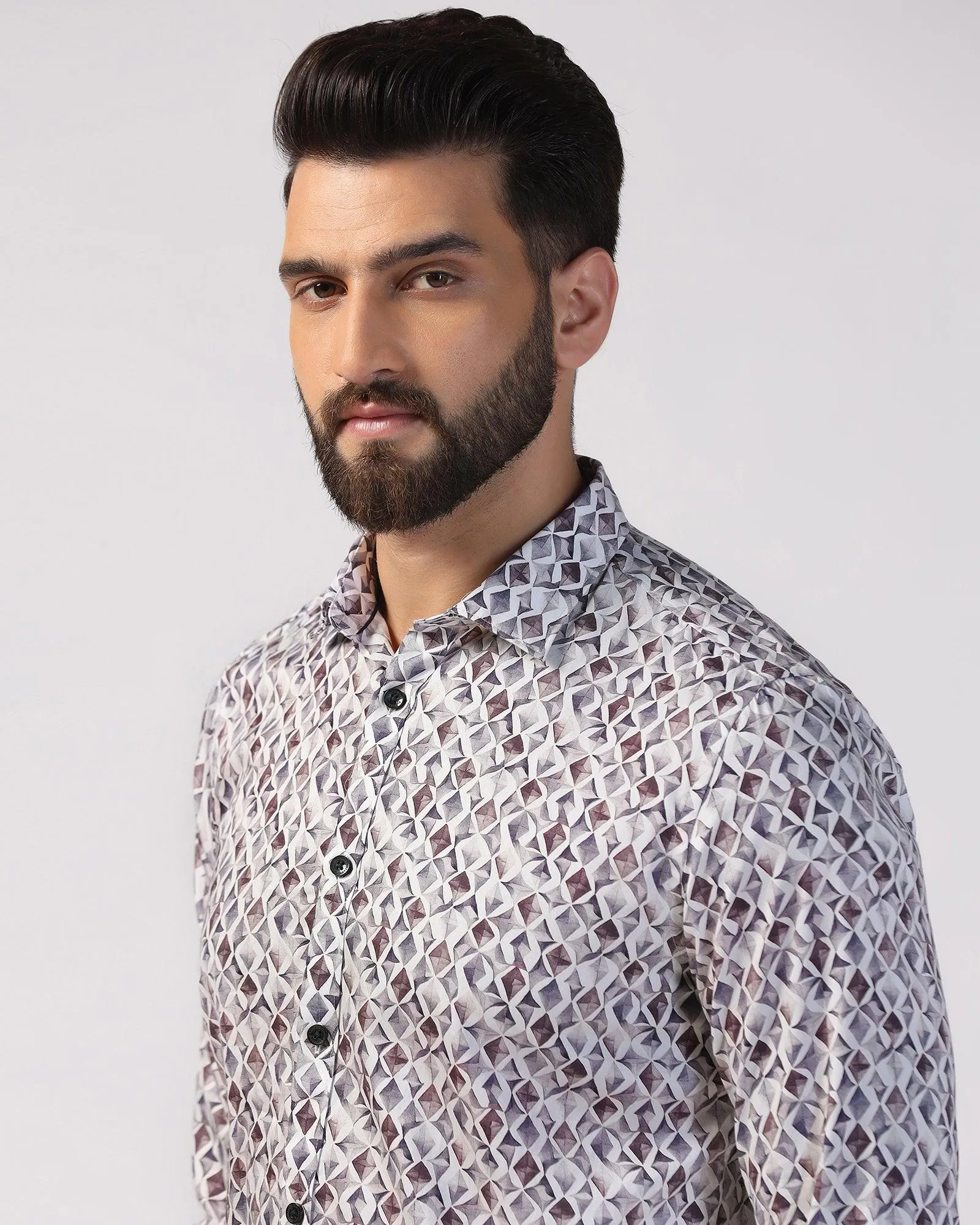 Casual Grey Printed Shirt - Gaia