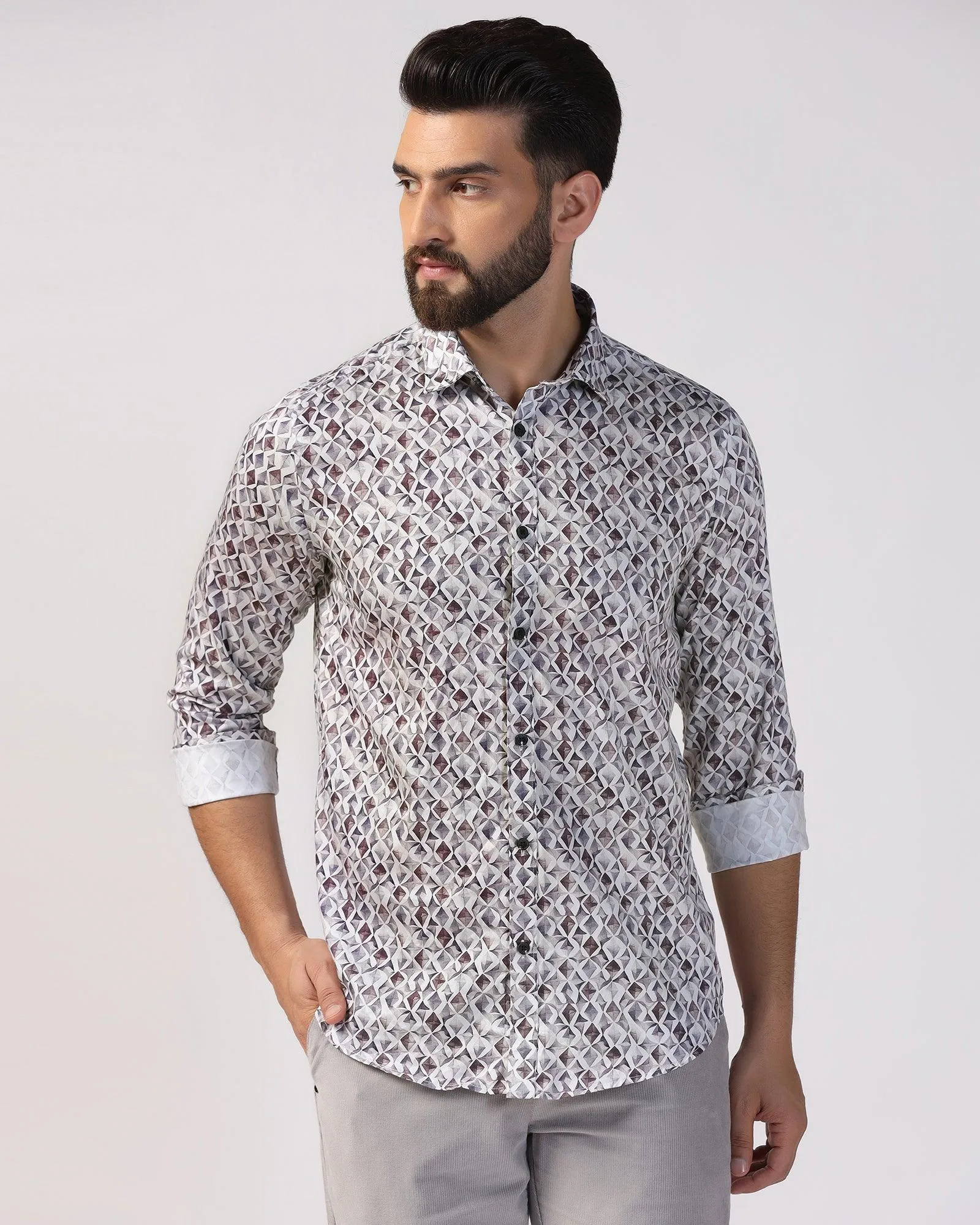 Casual Grey Printed Shirt - Gaia