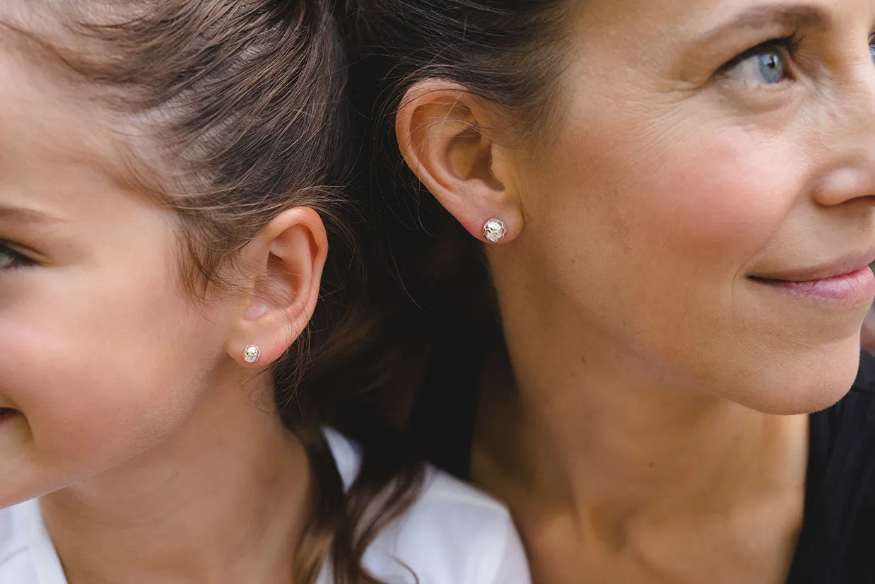 CC Sport Mother & Daughter Silver Soccer Ball Earring Set