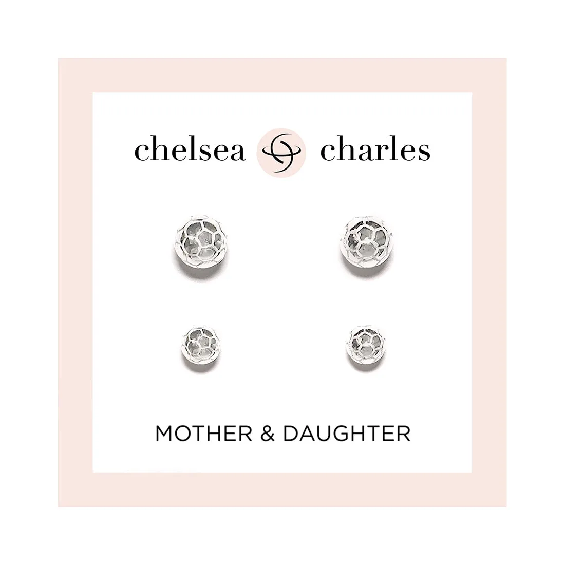 CC Sport Mother & Daughter Silver Soccer Ball Earring Set