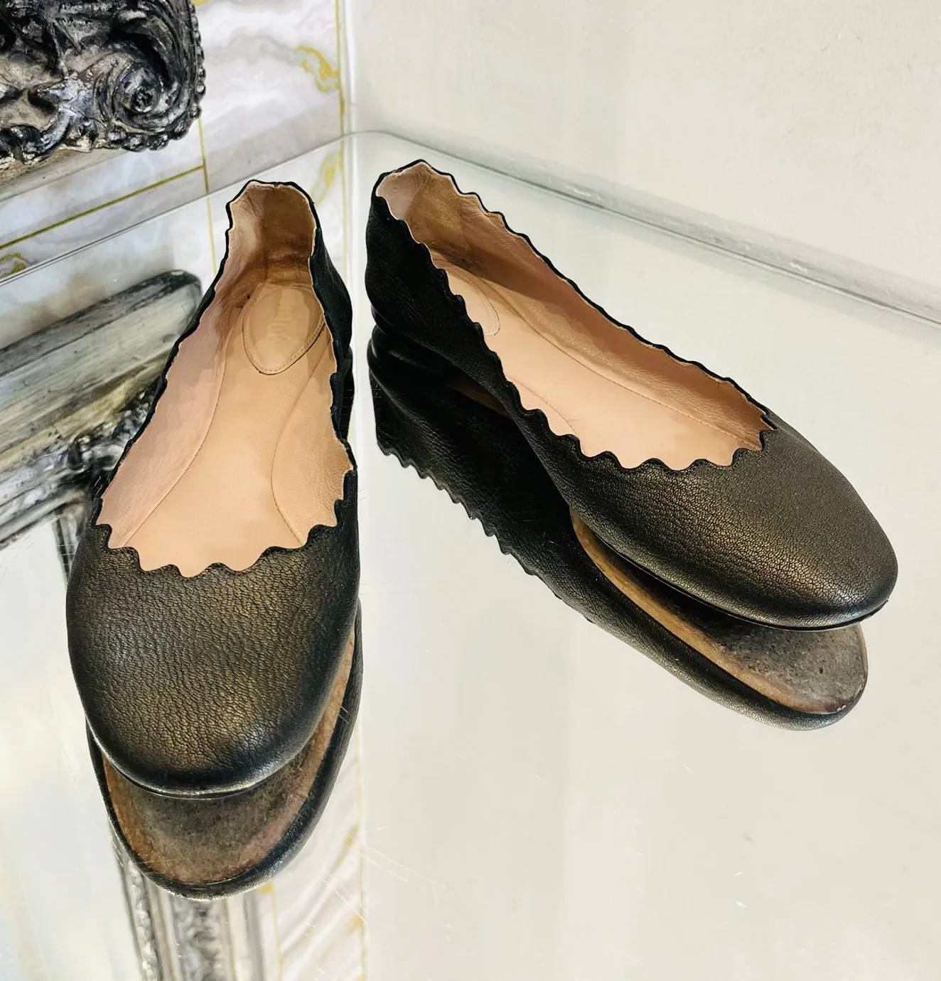 Chloe Leather Ballerina Flats. Size 35.5