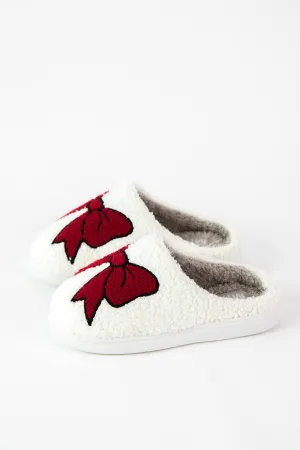 Cozi Plush Shearling Slipper, Red Bow