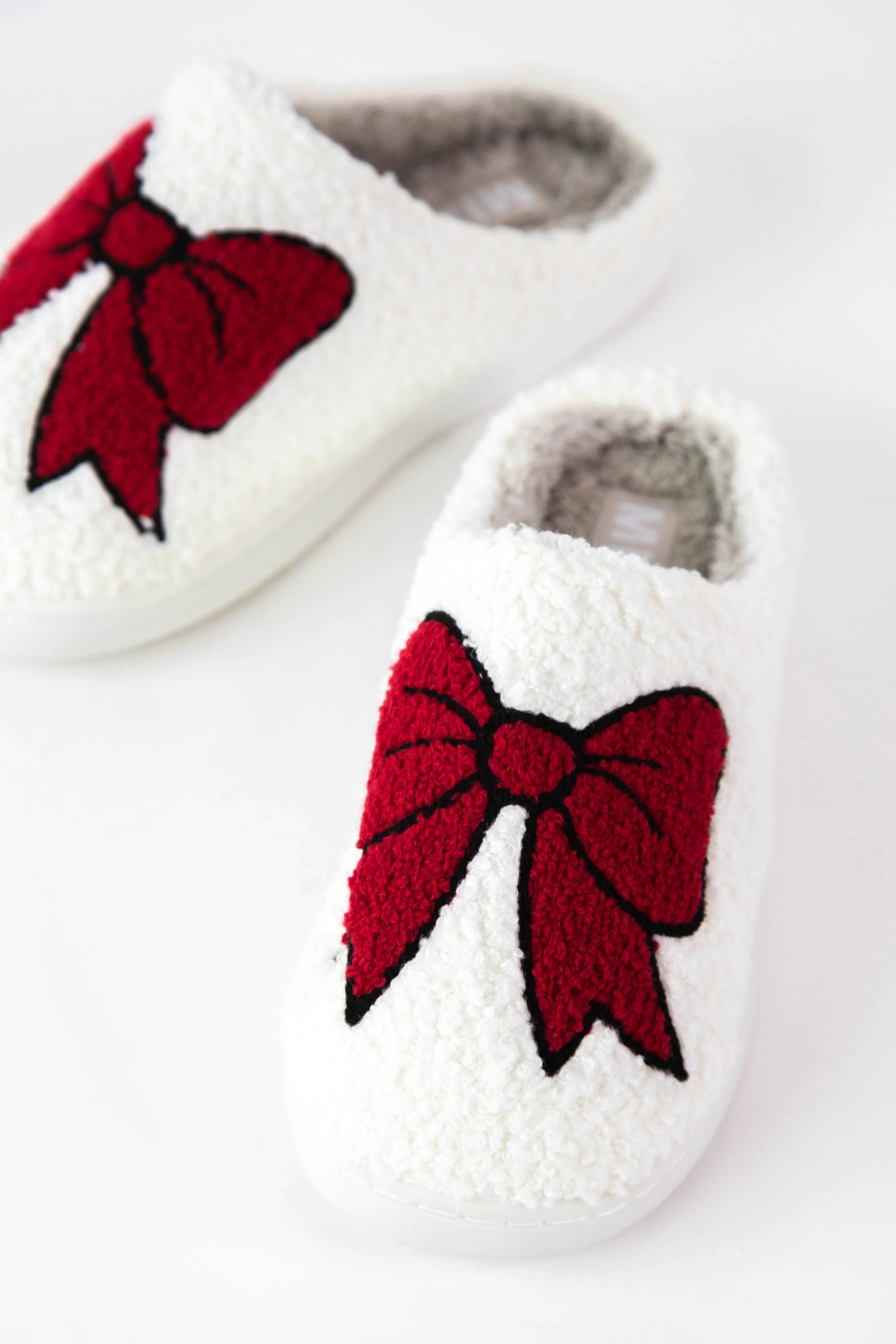 Cozi Plush Shearling Slipper, Red Bow